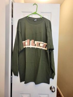 DLO Polo Men's Green Long Sleeve Crew Neck Graphic Logo Cotton Knit T-Shirt 2XL